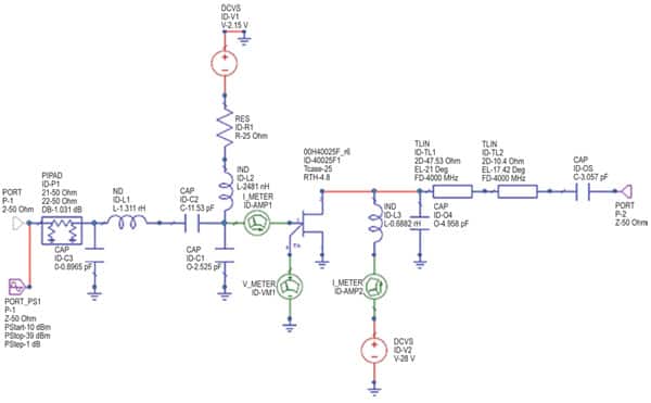2 to 6 GHz, 25 W Broadband PA Schematic (click for full-size)